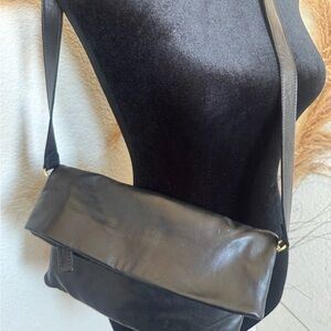 SSEKO made in Ethiopia softest Black Leather foldover Crossbody Bag